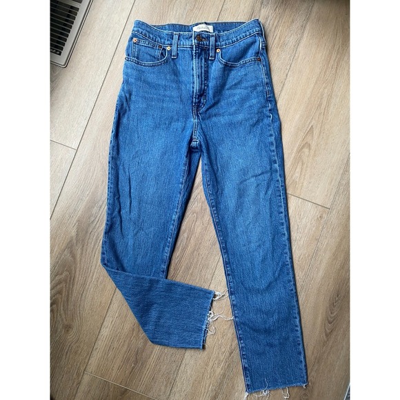 Madewell Denim - Madewell Perfect Vintage Jeans Womens 27 Blue High Rise Straight Raw Hem